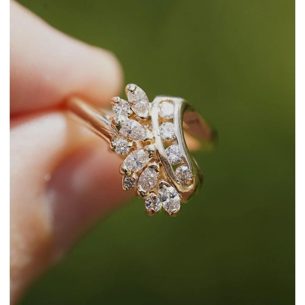 Vintage 14k Solid Yellow Gold High Quality‎ Natural Diamond Ring - Channel Pave